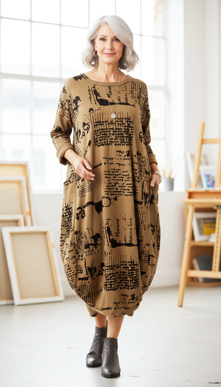 Flocking Script Midi Dress