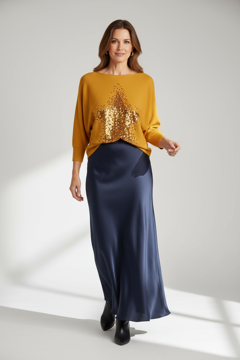 Bias Cut Silk Satin Midi Skirt