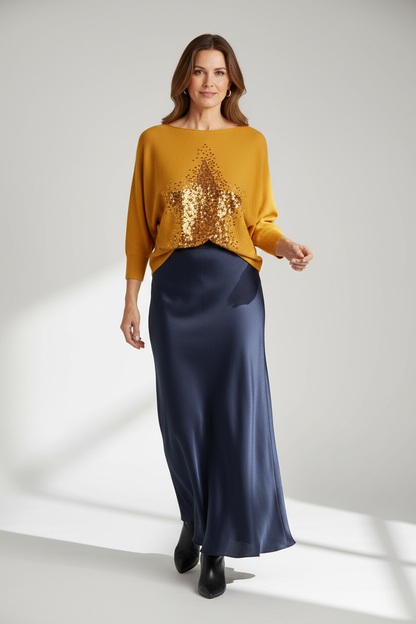 Bias Cut Silk Satin Midi Skirt