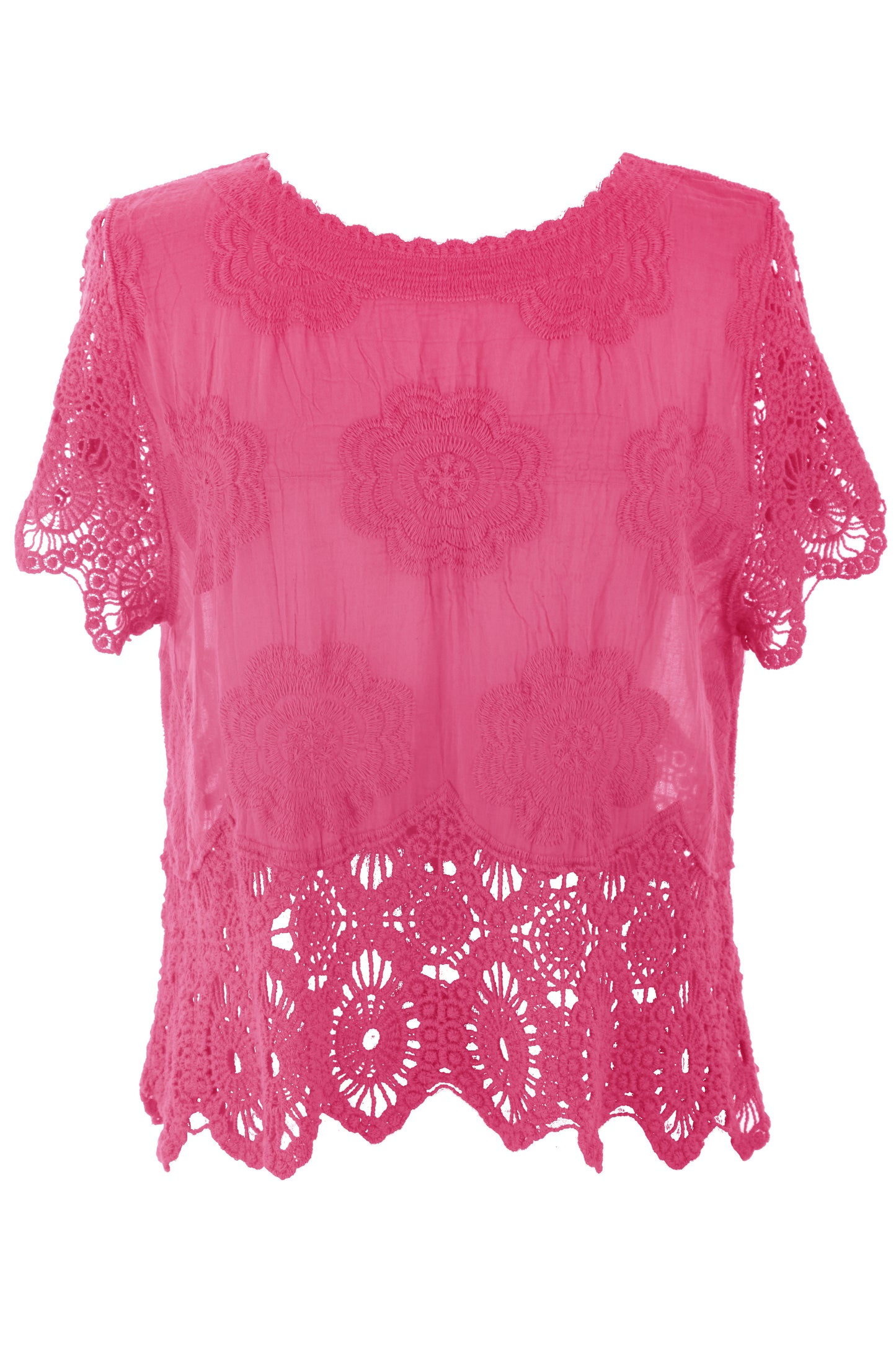 Crochet Trim Cotton Top