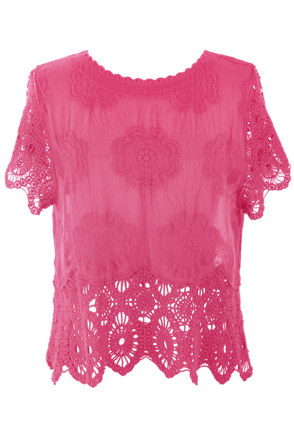 Crochet Trim Cotton Top