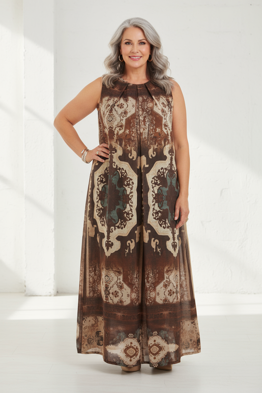 Abstract Print Maxi Dress