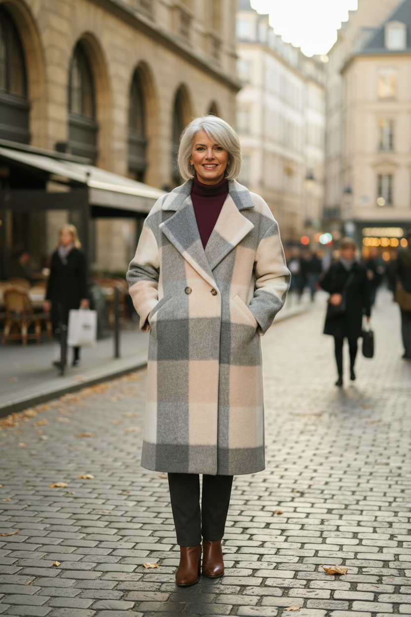 Check Wool Coat