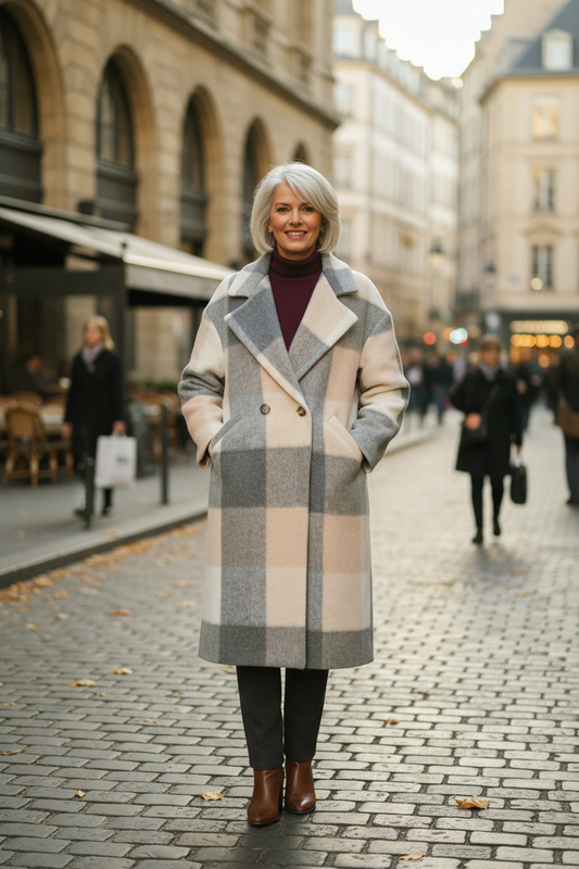 Check Wool Coat
