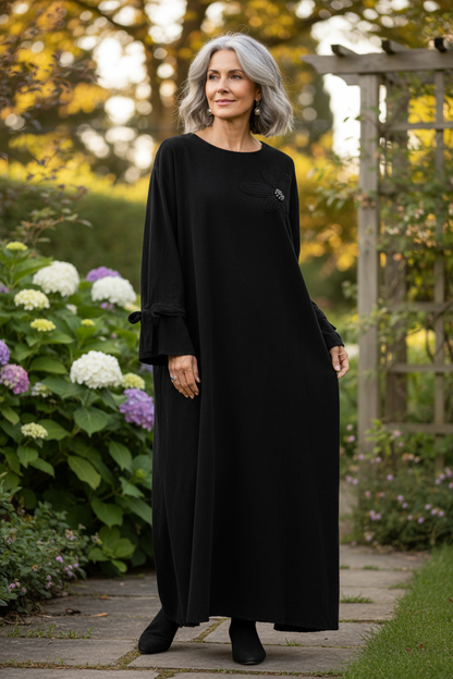 Flower Applique Corduroy Maxi