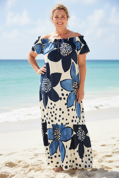 Floral Print Off Shoulder Maxi Dress