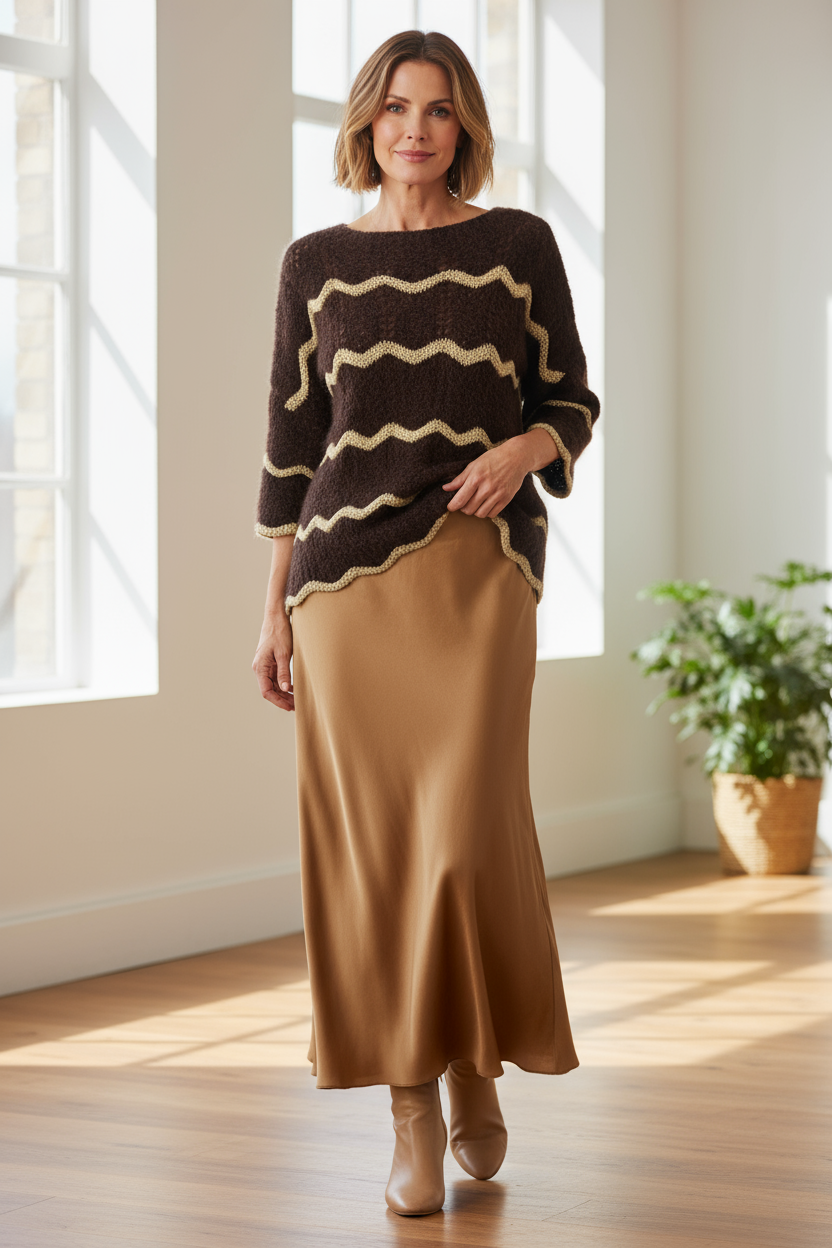 Bias Cut Silk Satin Midi Skirt