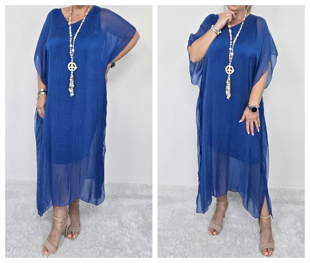 Batwing Silk Kaftan Midi