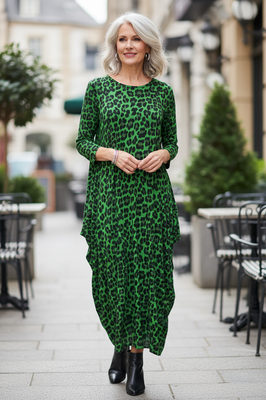 3/4 Sleeve Leopard Midi