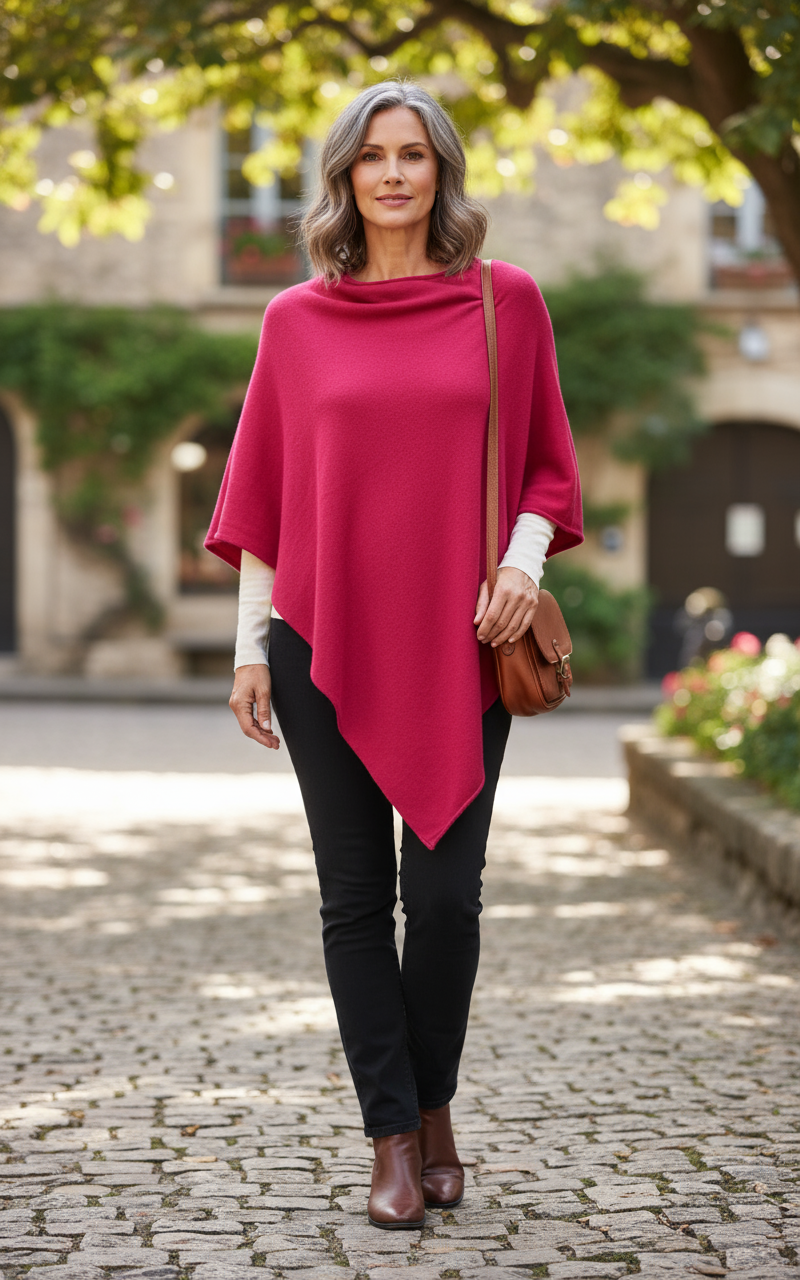 Asymmetric Alpaca Wool Poncho