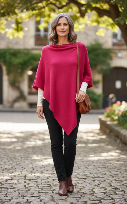 Asymmetric Alpaca Wool Poncho