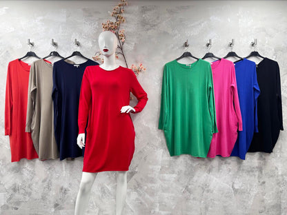 2 Pocket Panel Detail Knit Dress