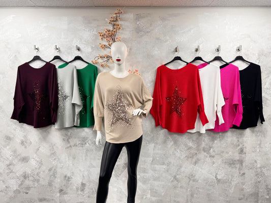 Sequin Star Ribbed Jumper