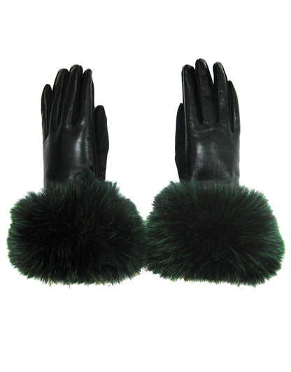 Two Tone Faux Fur Leather Gloves