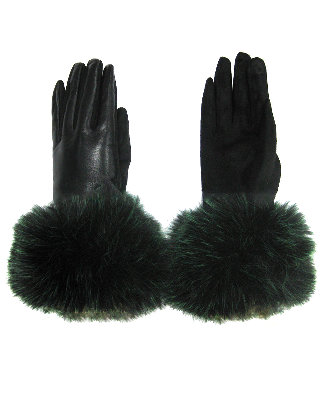 Two Tone Faux Fur Leather Gloves