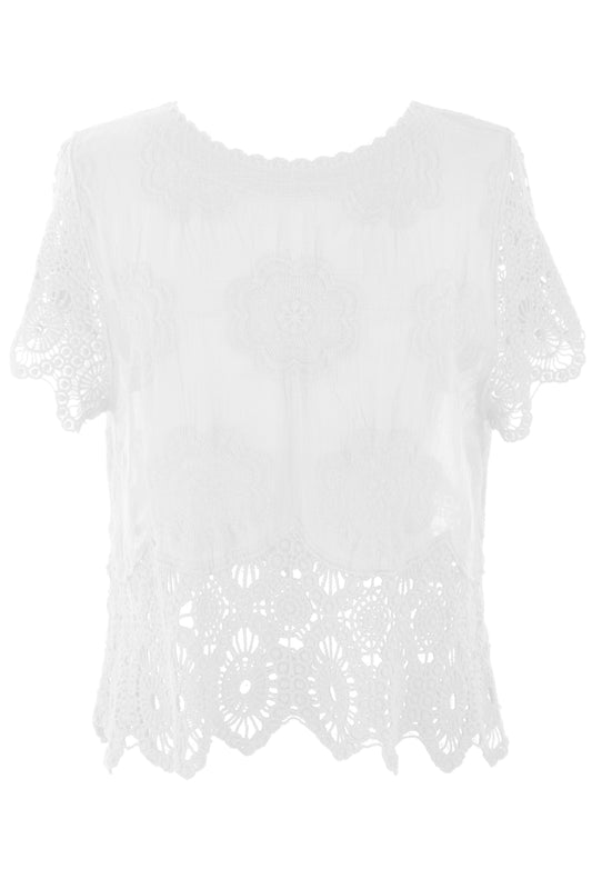 Crochet Trim Cotton Top