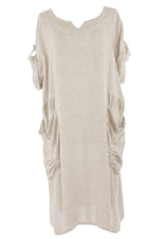 Load image into Gallery viewer, 2 Ruched Pocket Linen Dress
