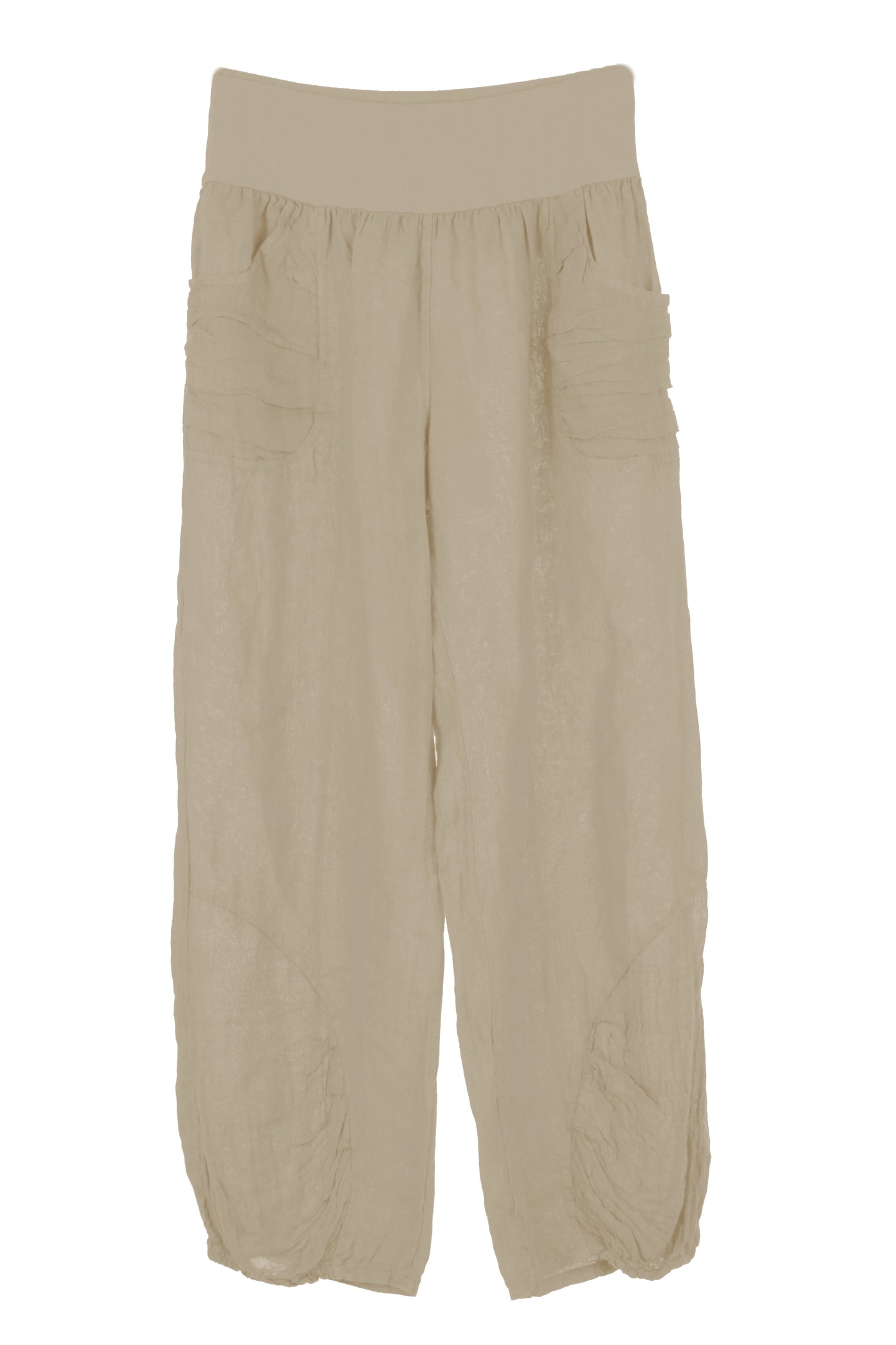 Ruched Ankle Linen Trousers