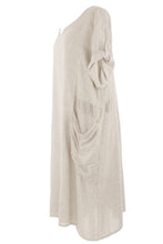 Load image into Gallery viewer, 2 Ruched Pocket Linen Dress
