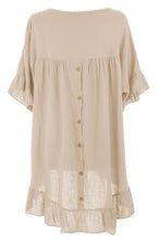 Load image into Gallery viewer, Frill Button Back Linen Tunic
