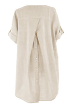 Load image into Gallery viewer, Crossover Button Back Linen Tunic
