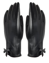 Load image into Gallery viewer, Bow Faux Leather Gloves
