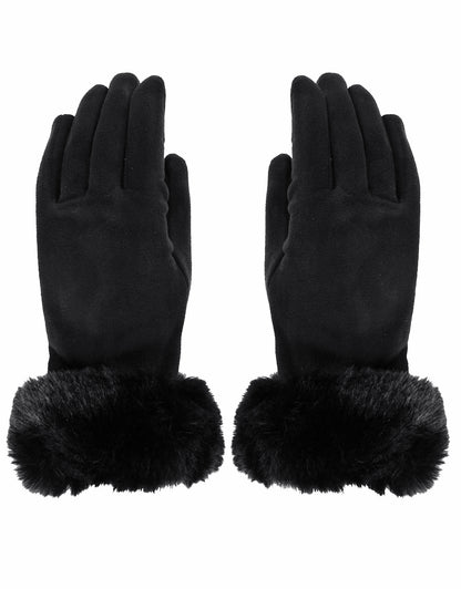 Faux Fur Cuff Suede Gloves