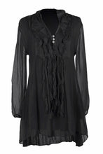 Load image into Gallery viewer, Frill Neck Silk Tassel Tunic
