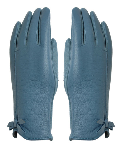Bow Faux Leather Gloves