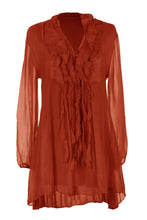 Load image into Gallery viewer, Frill Neck Silk Tassel Tunic
