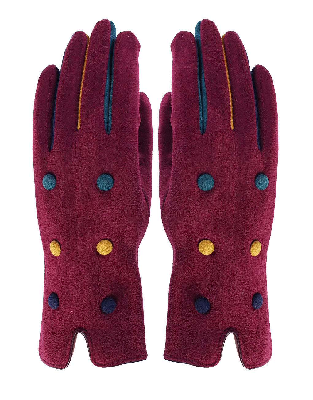 Button Detail Suede Gloves
