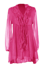 Load image into Gallery viewer, Frill Neck Silk Tassel Tunic
