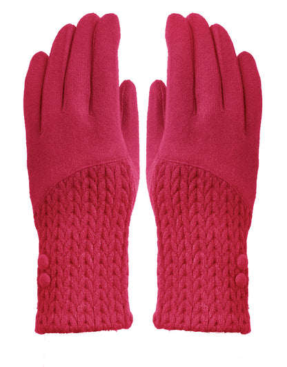 Button Cashmere Knit Gloves