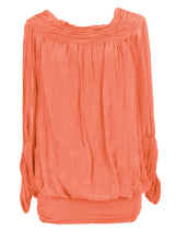Load image into Gallery viewer, Ruched Cowl Neck Silk Blouse
