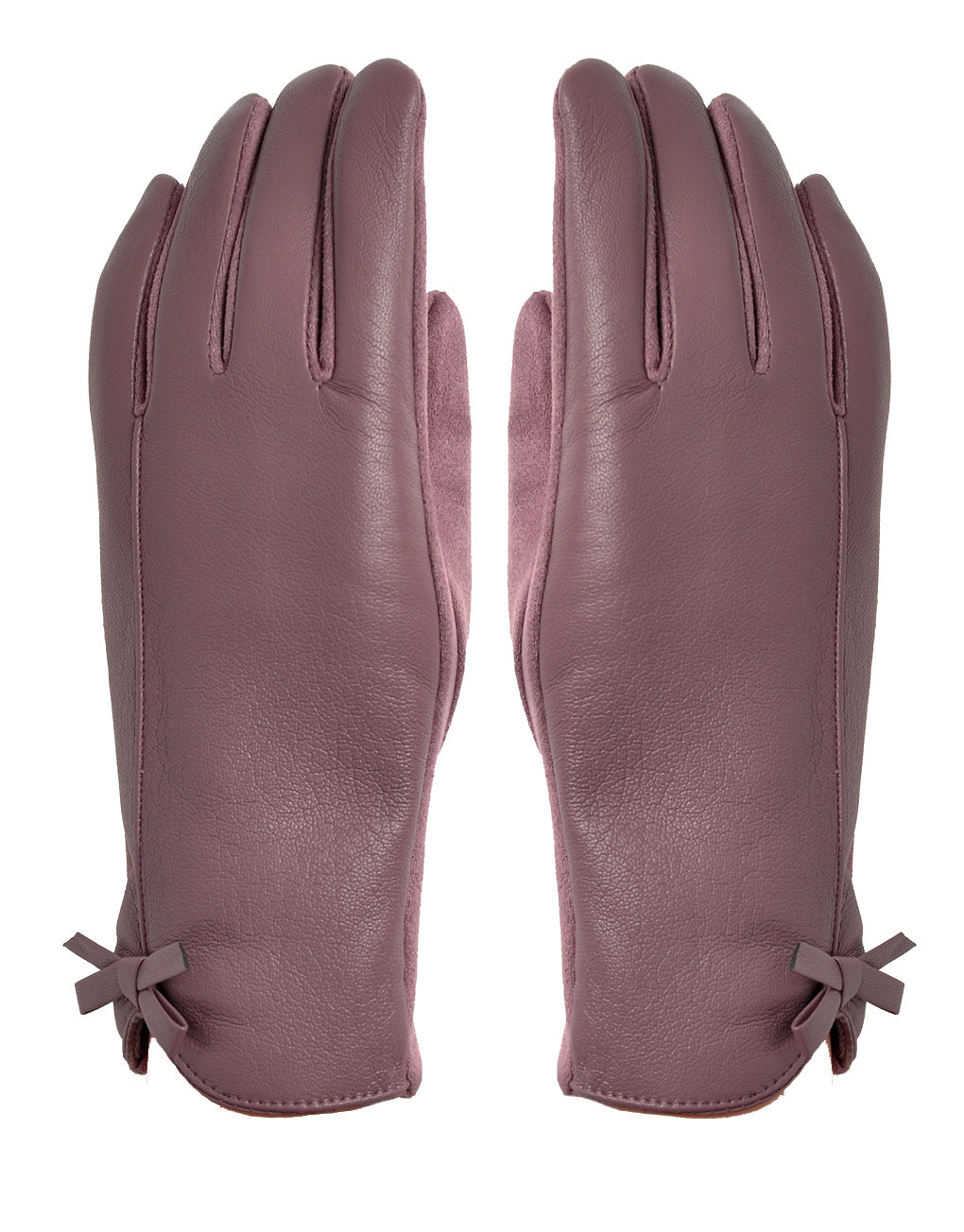 Bow Faux Leather Gloves