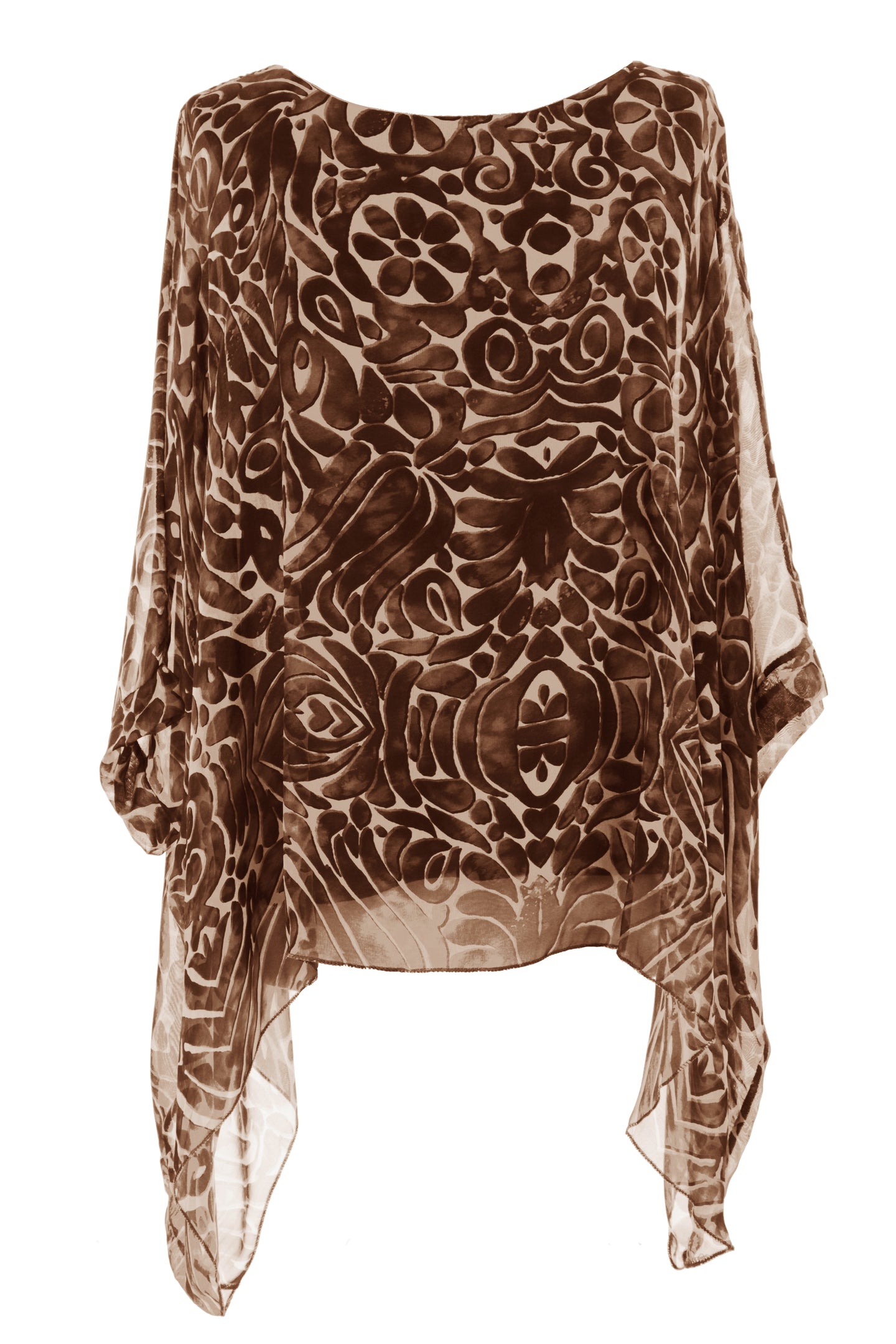 Abstract Floral Print Silk Top