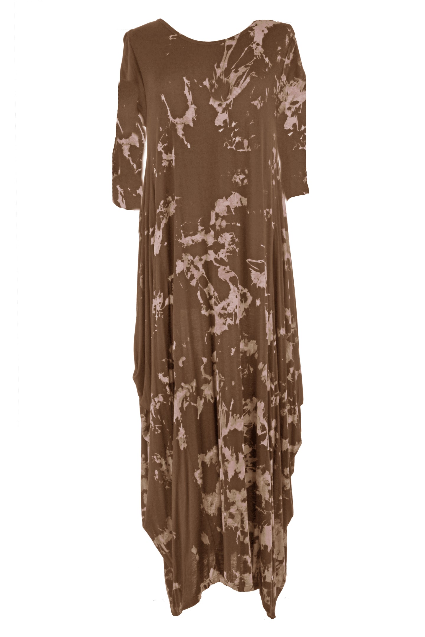3/4 Sleeve Splash Print Midi
