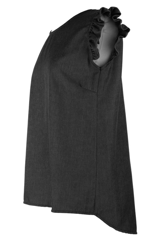 Sleeveless Denim Frill Top