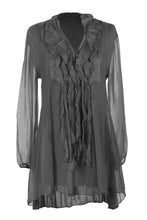 Load image into Gallery viewer, Frill Neck Silk Tassel Tunic
