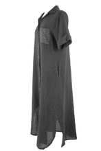 Load image into Gallery viewer, Sequin Pocket Linen Shirt Dress
