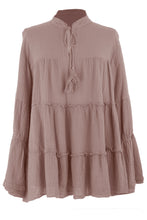 Load image into Gallery viewer, Tie Neck Tiered Crinkle Top

