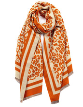 Load image into Gallery viewer, Double Border Leopard Cashmere Scarf
