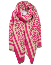 Load image into Gallery viewer, Double Border Leopard Cashmere Scarf
