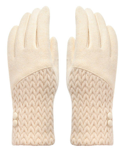 Button Cashmere Knit Gloves