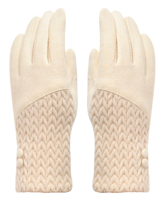 Button Cashmere Knit Gloves