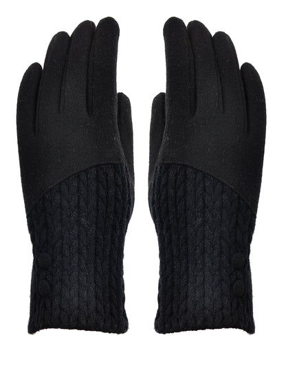Button Cashmere Knit Gloves