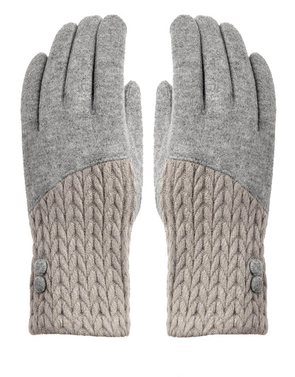 Button Cashmere Knit Gloves