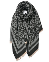 Load image into Gallery viewer, Double Border Leopard Cashmere Scarf
