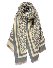 Load image into Gallery viewer, Double Border Leopard Cashmere Scarf
