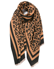 Load image into Gallery viewer, Double Border Leopard Cashmere Scarf
